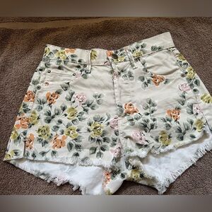 Citizens Of Humanity Floral Chloe High Waist Cut Off Button Fly Shorts Size 24